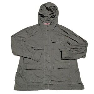 MADDEN NYC Women's Size XL Asssymetrical Hooded Cotton Jacket Olive Green